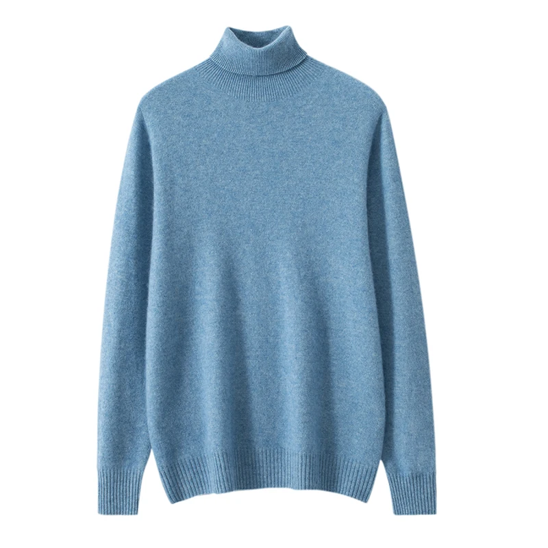 Autumn Winter Men's Sweatser Loose Pullover Priming Turtleneck 100% Cashmere Knitwear  Single wear Fashion Warm Interior Tops