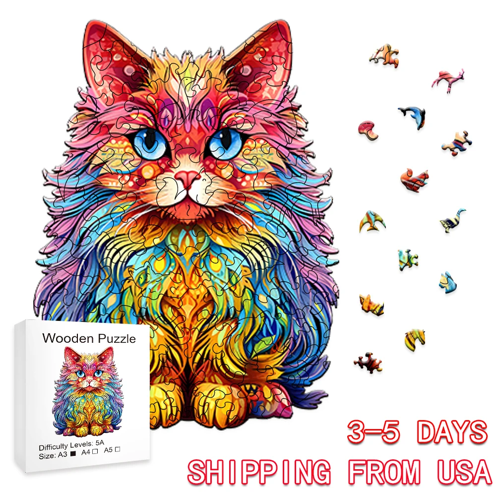 Persian Cat - Wooden Puzzles for Advanced Players - Creative Various Special Shapes, Creative Gifts puzzle en bois