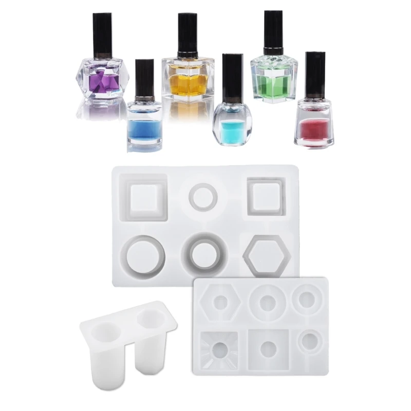 C1FC Sturdy Silicone Mould Set for Resin Art Keychains and Nails Polish Charm
