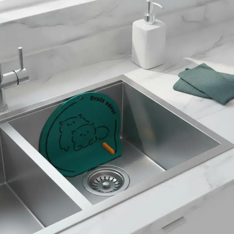 Cartoon Cat Themed Silicone Floor Drain Cover Odor Insect Proof Universal Fit Drain Stopper for Home Kitchen Bathroom