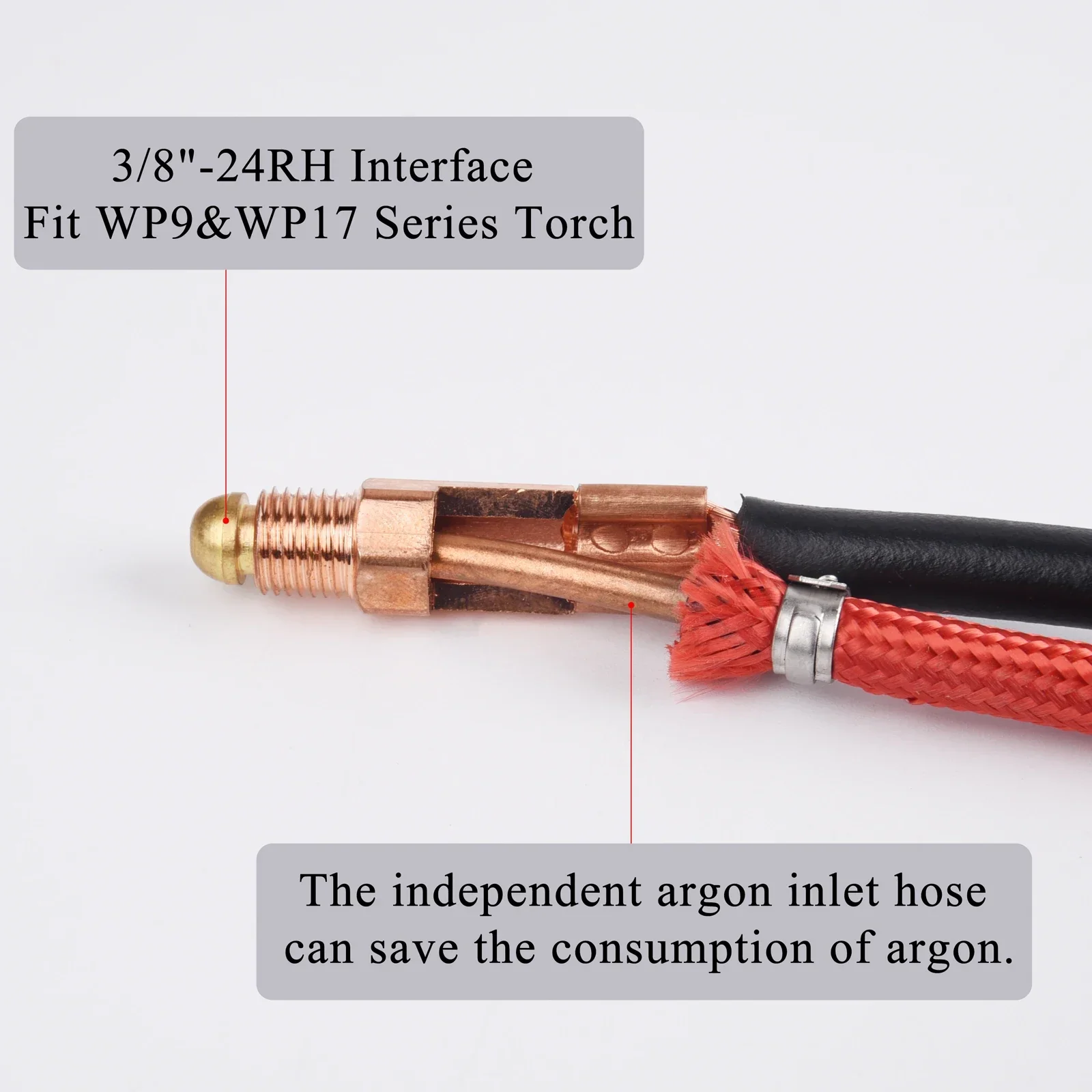 Antorcha de soldadura TIG WP9FV de 4M, válvula de Gas de cabezal Flexible, tipo separado con conector 5/8 UNF 35-50 10-25 de 13 pies refrigerado por aire