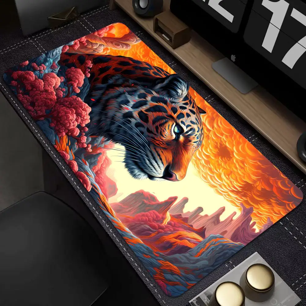 

Коврик для мыши с свирепым тигром, большой коврик для компьютерной офисной игры, настольные коврики XXL, резиновые противоскользящие коврики для игровой клавиатуры, длинные настольные коврики