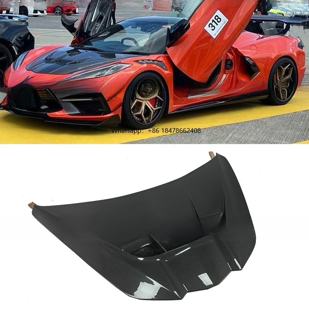 Wholesale Carbon Fiber Engine Hood ZR1 Style for Corvette C8  Fit for C8 Z06 Front Bonnet