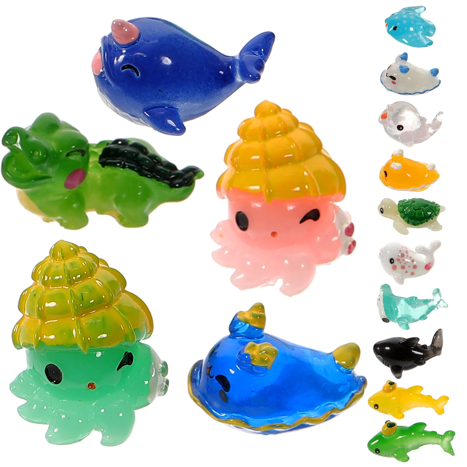 15 Pcs Mini Animal Model Miniature Ornament Guinea Pig Toys Ocean Sea Figurines Micro Landscape Decorations Models Small