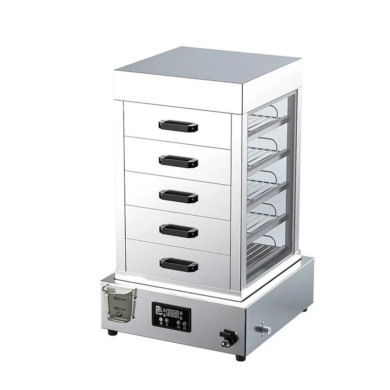 Commercial Steamed Bun Machine – Large Capacity Electric Glass Drawer Steamer, Pull-Out Multi-Function Steamer