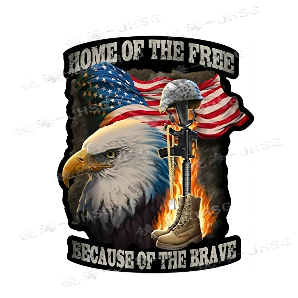 Freedom At Home Because of Brave Stickers, Flags, American Stickers, Patriotic Bumpers, Car Stickers, Customizable