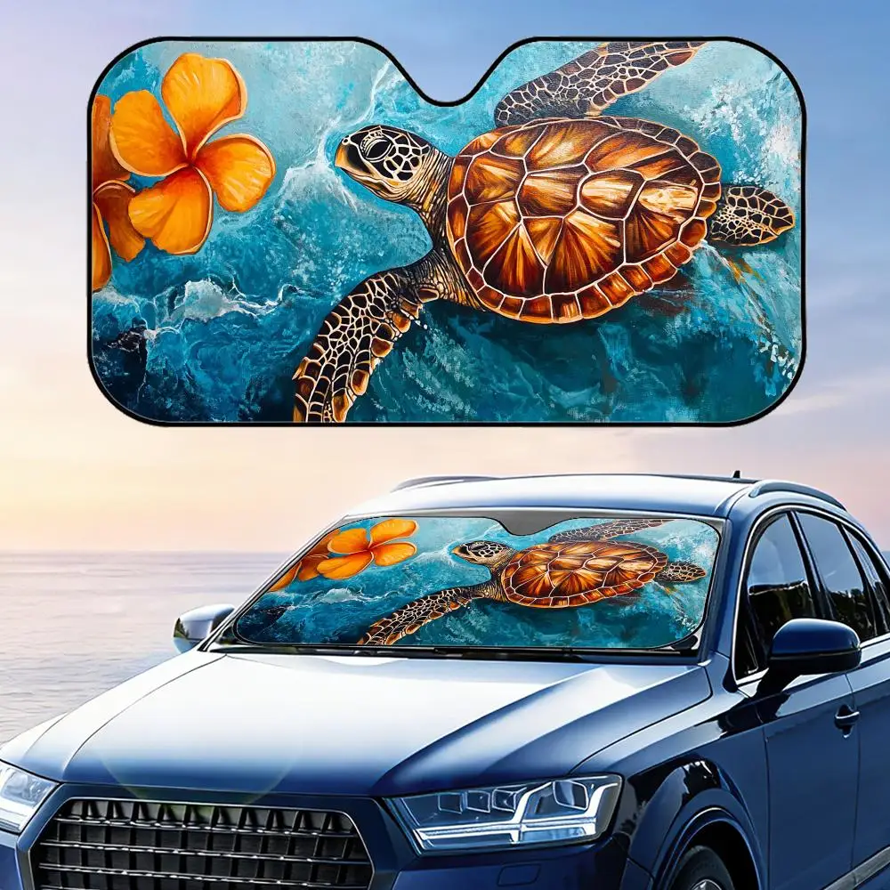 

Солнцезащитный козырек с рисунком тропической синей черепахи, многоразовый, из алюминиевой фольги, для лобового стекла автомобиля, защита от УФ-излучения, теплоизоляционный чехол-накидка