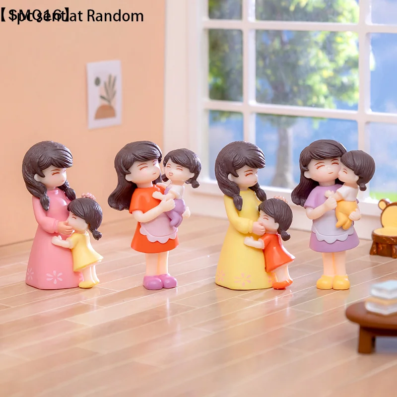 1pc Miniatures Figurines Mother's Day Mother And Daughter Figure Doll Micro Landscape DIY Home Desktop Decoration Ornaments【SMQ】