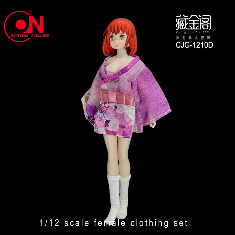 Ensemble Kimono de soldat féminin, échelle 1/12, tissus en soie de Style court, chaussettes de ceinture à motif floral, adaptées au corps de figurine d'action de 6 pouces, CJG-1210