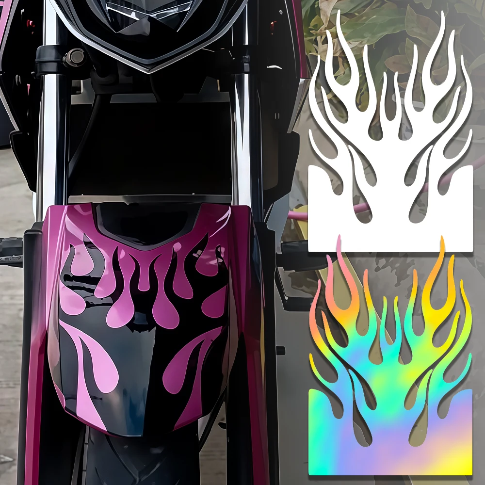 Calcomanía para Guardabarros de Motocicleta con Diseño de Llama, Adhesivo de Vinilo Impermeable, Decoración Universal para Guardabarros de Honda, Yamaha, Suzuki, Ducati, KTM