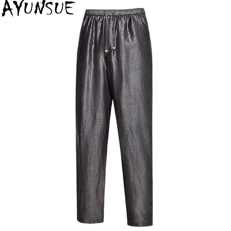 

AYUNSUE 100% натуральные шелковые брюки из тутового шелкопряда для мужчин, высококачественные брюки из водяной марли, мужская одежда, повседневные брюки, уличная мода 2026