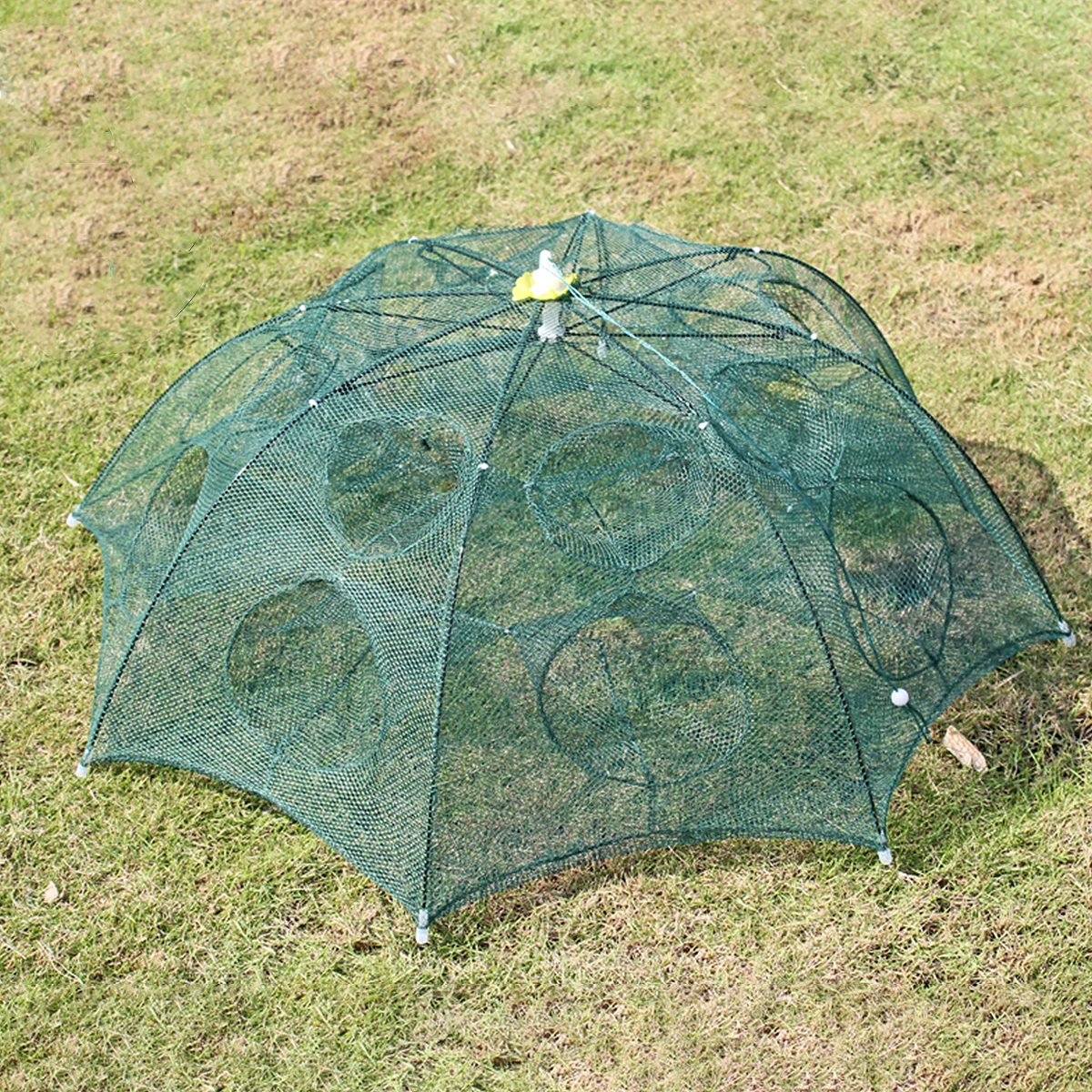 

1pc Fishing Cage Mesh Trap Net Foldable Bait Cast Portable Landing ° High Precision Nylon Elastic Saltwater Freshwater