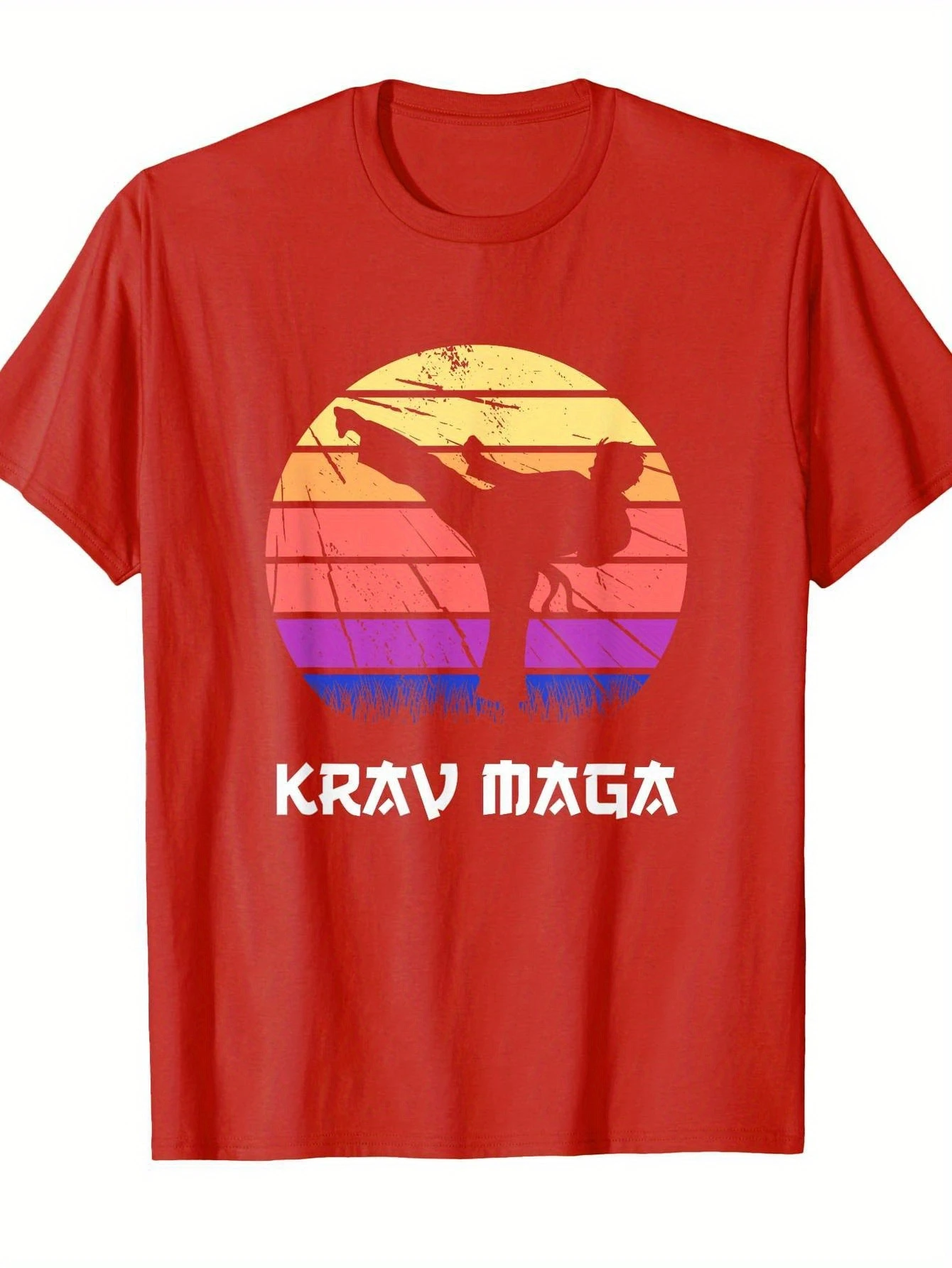

Krav Maga Martial Arts Graphic with Dynamic Silhouette Design-100% cotton O-neck short sleeve casual printed men's T-shirt.