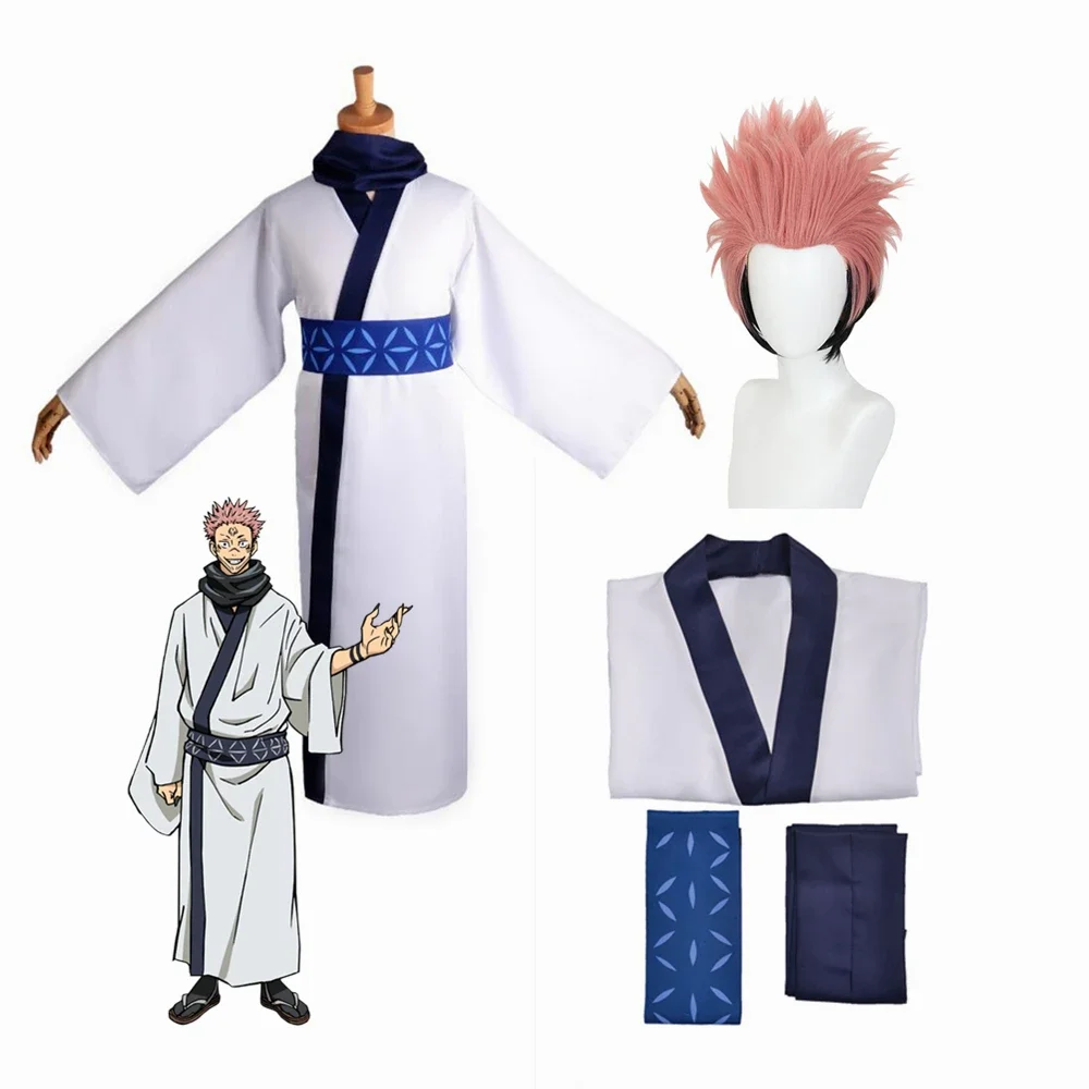 Anime Jujutsu Kaisen Ryomen Sukuna Full Set Kimono School Uniform Cosplay Costume With Wig