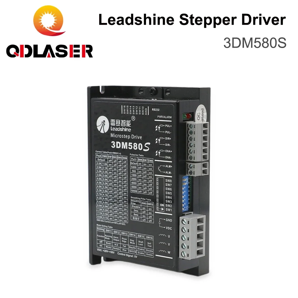 レーザー切断および彫刻機用のqdlaser leadshineステッピングモータードライバー、3相、18-50vdc、1.0から8.0aへのアップグレード、co2、3dm580