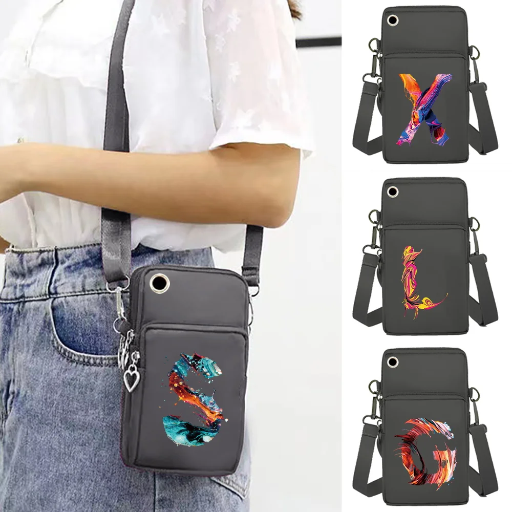 Mobile Phone Bag Wrist Pack Shoulder Bags Wallets Apple/Huawei/Samsung Universal Cell Phone Storage Packet Paint Letter Print