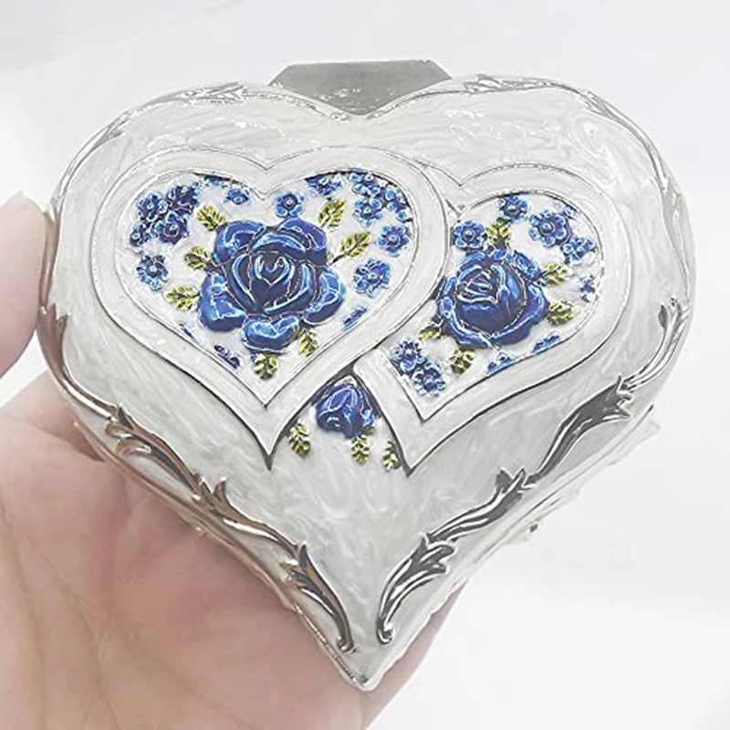 

ROSIKIN Emboss Alloy Metal Music Box Wind Up Antique Jewelry Musical Boxes Once upon a december Birthday Valentine's Day Gifts