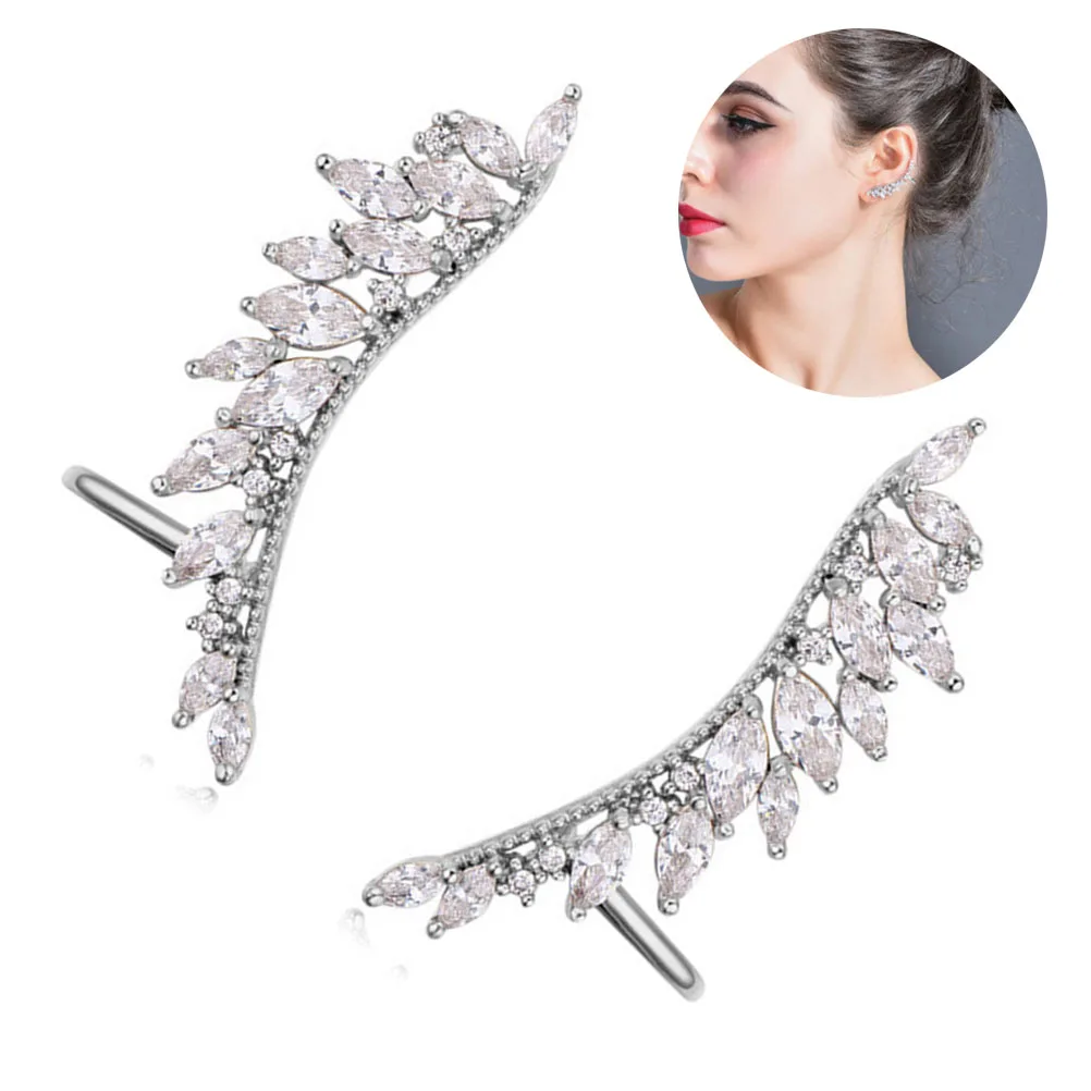 

Gold Plated Earrings Women Ear Wrap Clip Cuff Non Pierced Micro Setting Drop Women Ear Wrap Wing Shape Party Wedding