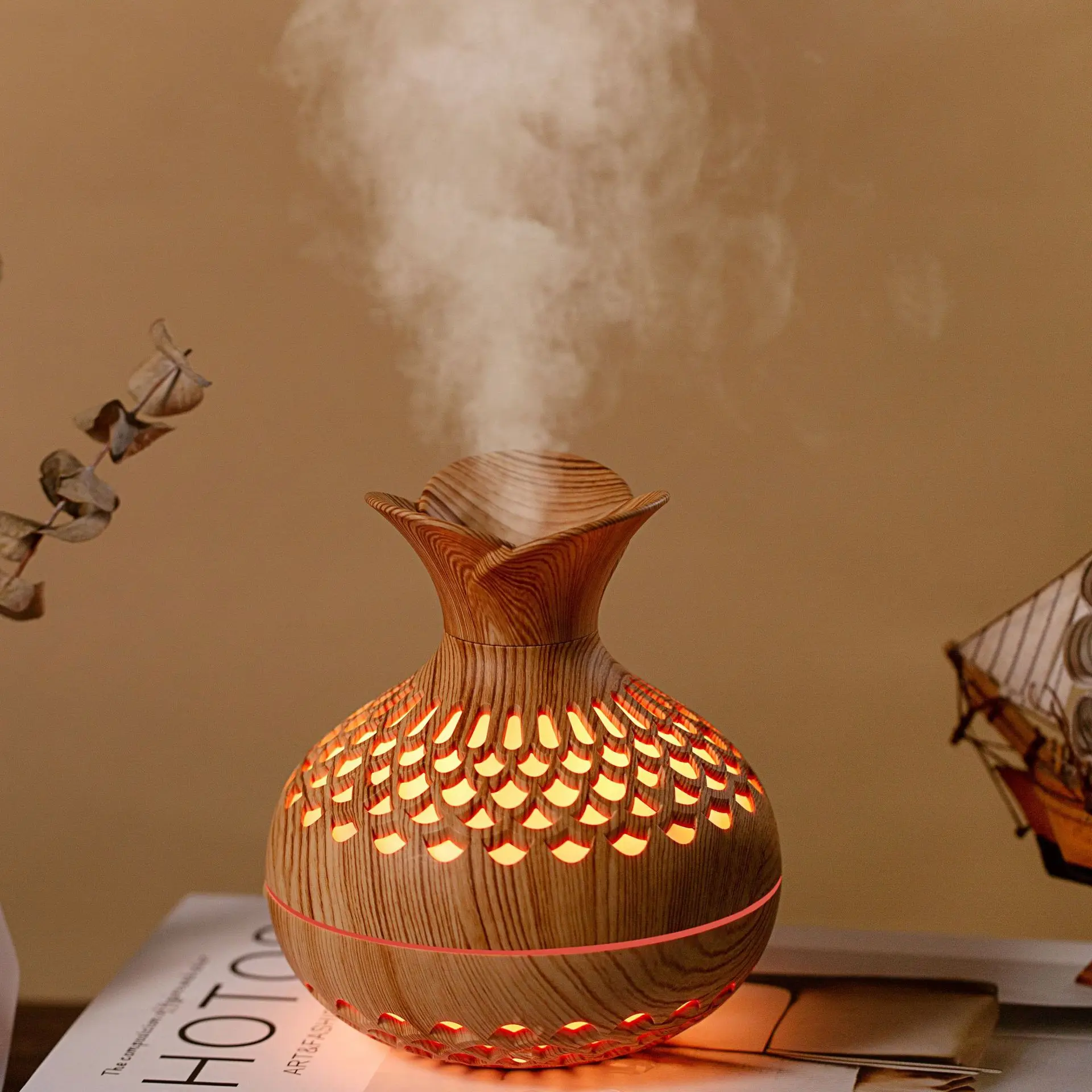 Wood Grain Humidifier 300ml USB Aroma Diffuser Atomizer USB Household Humidifier Hydrating Instrument Desktop Humidifier