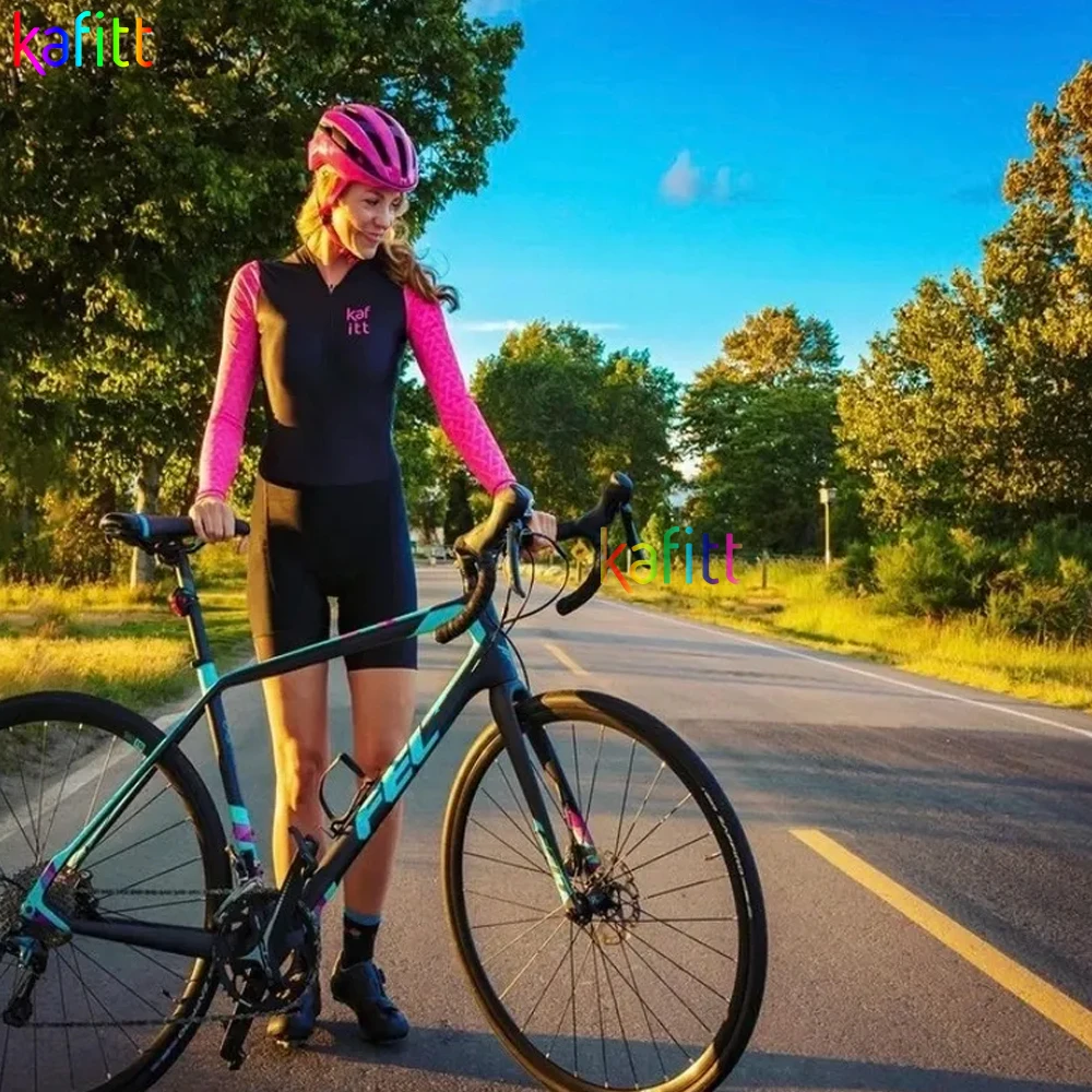 Long Cycling Jersey Kafit Jumpsuit Pink Women's Free Shipping To Brasil Jersey Triathlon Macaquinho Ciclismo Bike Clothing 2022