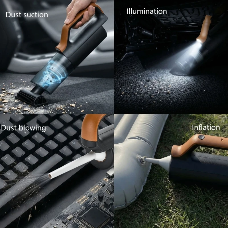 Rechargeable Car Vacuum Cleaner, Handheld Interior Cleaner for Seat Crevices, Dashboard Dust, Floor Mats, Trunk Debris and X37F
