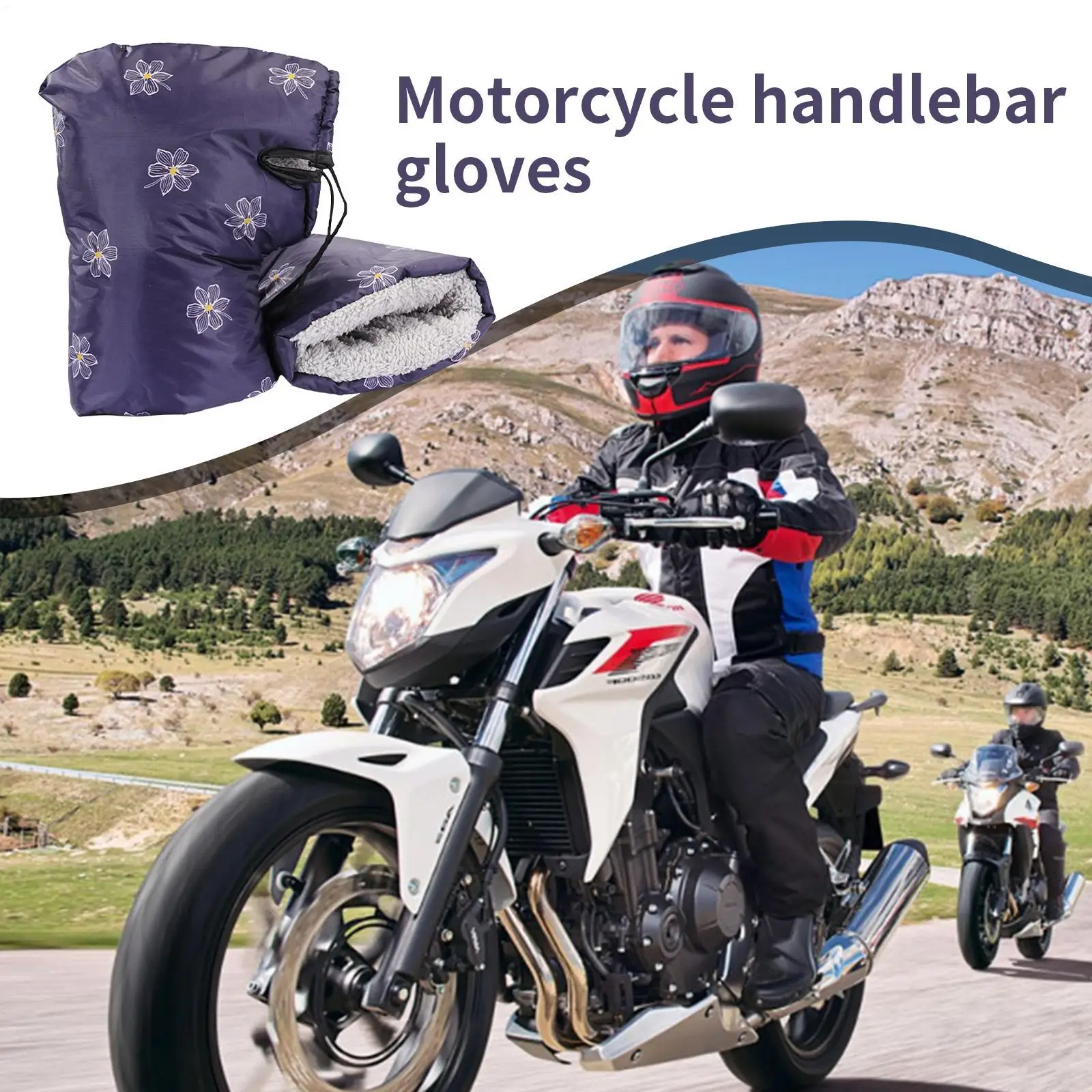 Cycling Warm Handlebar Gloves Winter Warm Motorcycle Steering Wheel Cover Bike Handle Covers with Reflective Coating