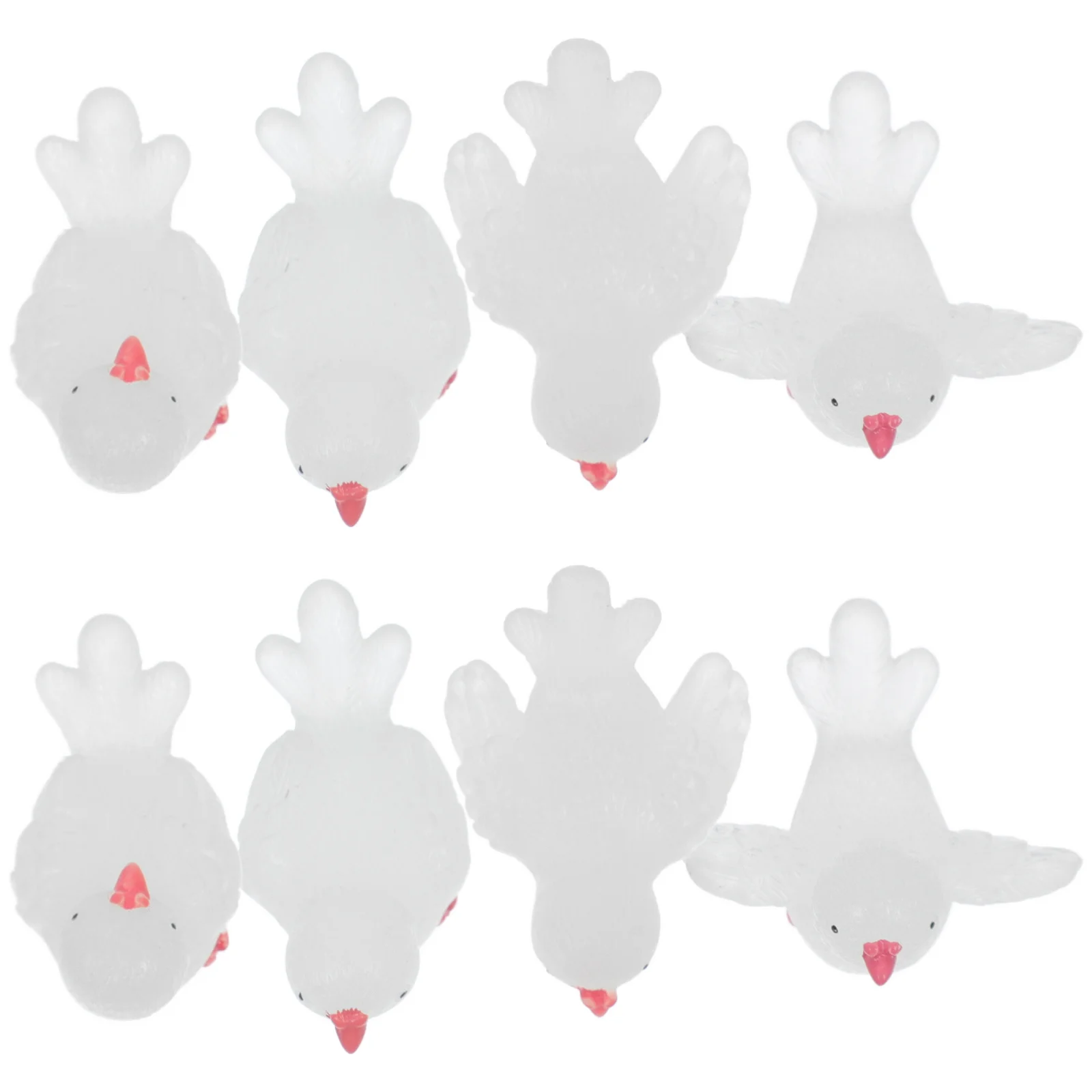 

8Pcs Luminous Dove Night Decor Glowing Mini Resin Pigeon Sculptures for Fish Tank Desktop Garden Decoration Realistic Bird