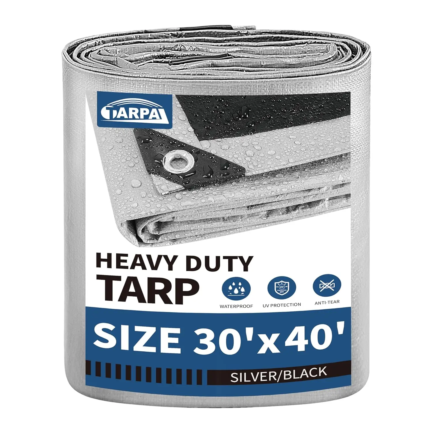 

30x40 Feet Tarps Silver 10.5Mil Multipurpose Protective Cover Heavy Duty Tarp Waterproof,Snow or UV, Customized