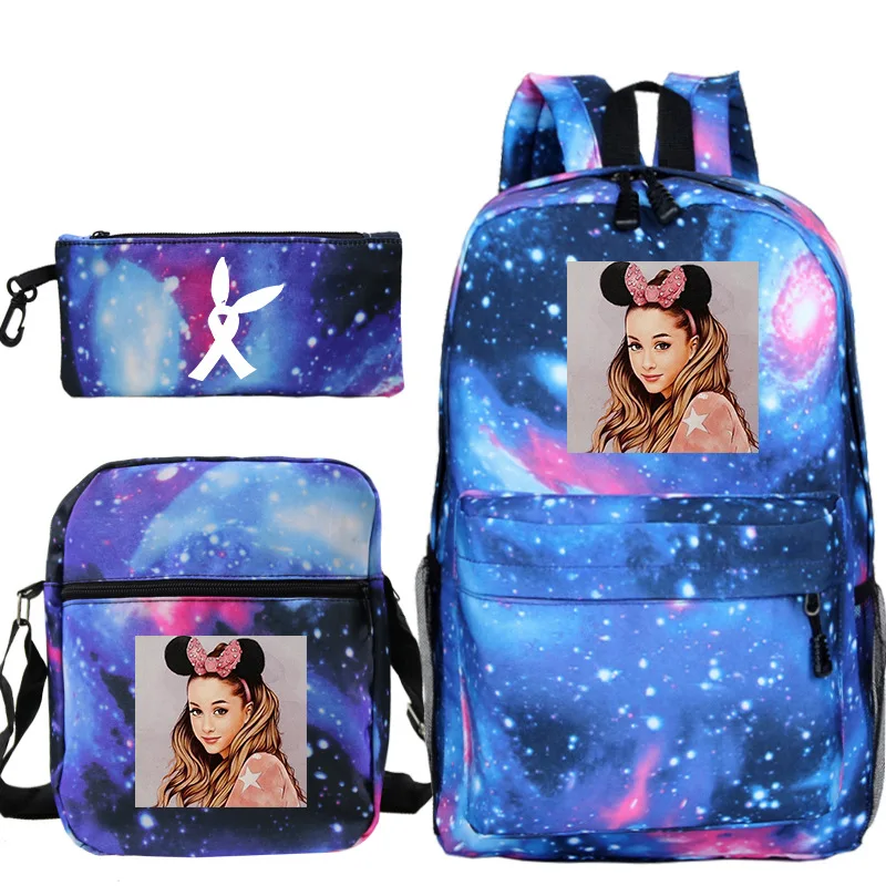 Imagem -03 - Conjunto Ariana Grande Mochila Meninos Meninas Bolsas de Escola Bookbagpack Bolsas para Computador Portátil Moda Feminina Bolsas de Ombro Lápis Peças