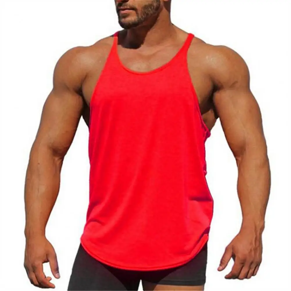 Plus Size Bodybuilding Racerback Vest Men's Solid Color Sport Vest Bodybuilding Fitness Sleeveless Top