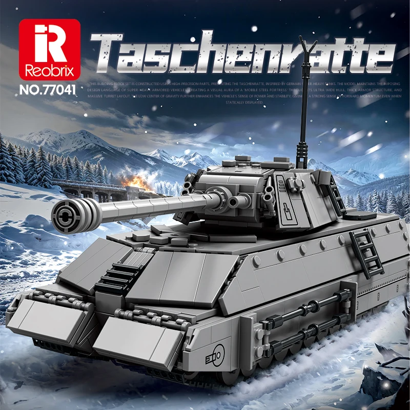 1235PCS Tarschenratte Tank Building Blocks World of Tanks Military Vehicle Model Bricks DIY Assembly Decor Collectible Toy Gifts