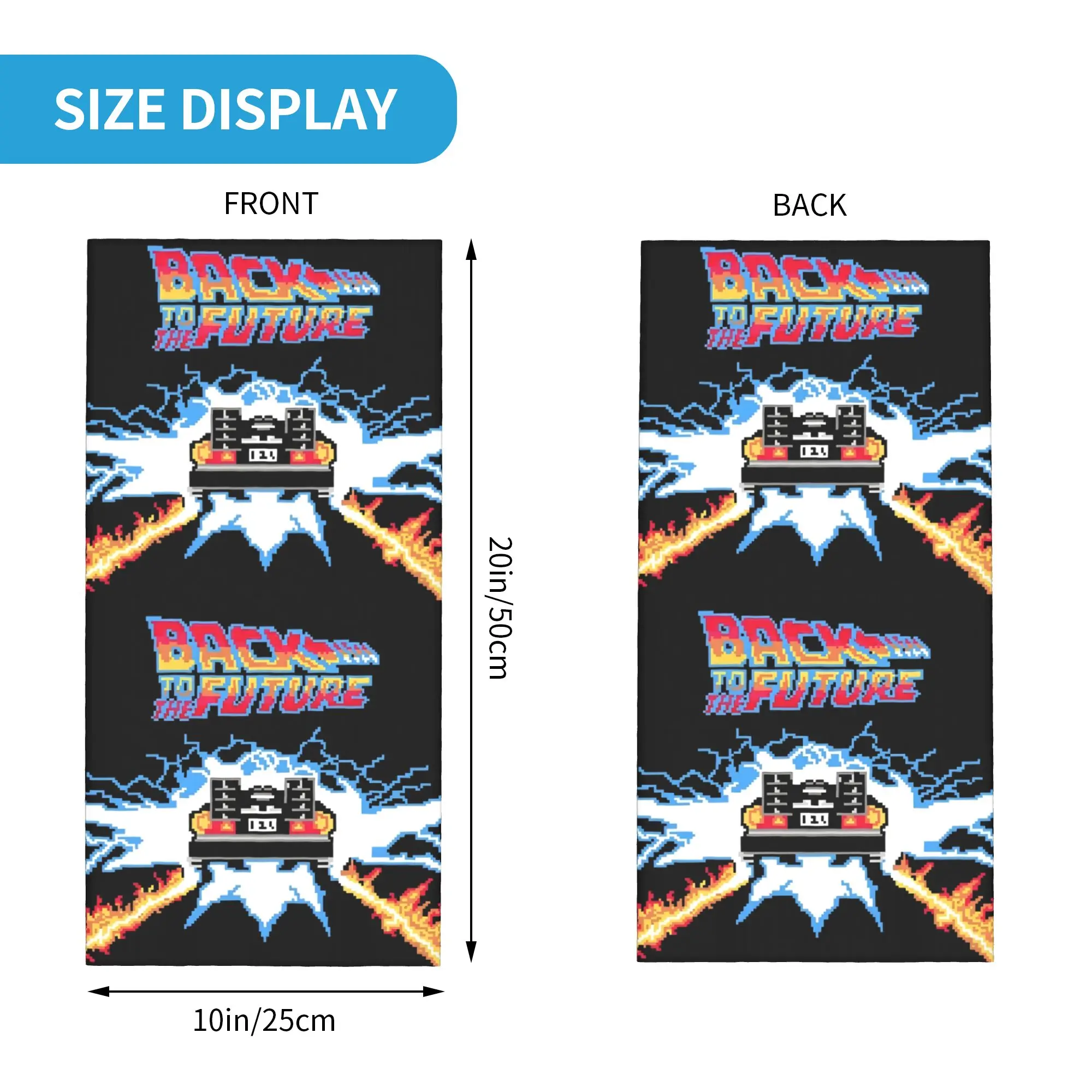 Custom Back To The Future Film Car Bandana Neck Gaiter for Hiking Running Men Women Wrap Scarf Manga Balaclava Warmer