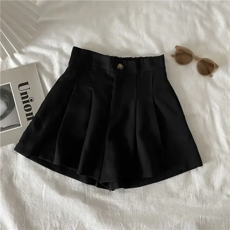 XS-3XL Summer Shorts Women Chic Folds Leisure Elastic High Waist Korean Version Simple Pure Color Female Loose Ins Женские Шорты