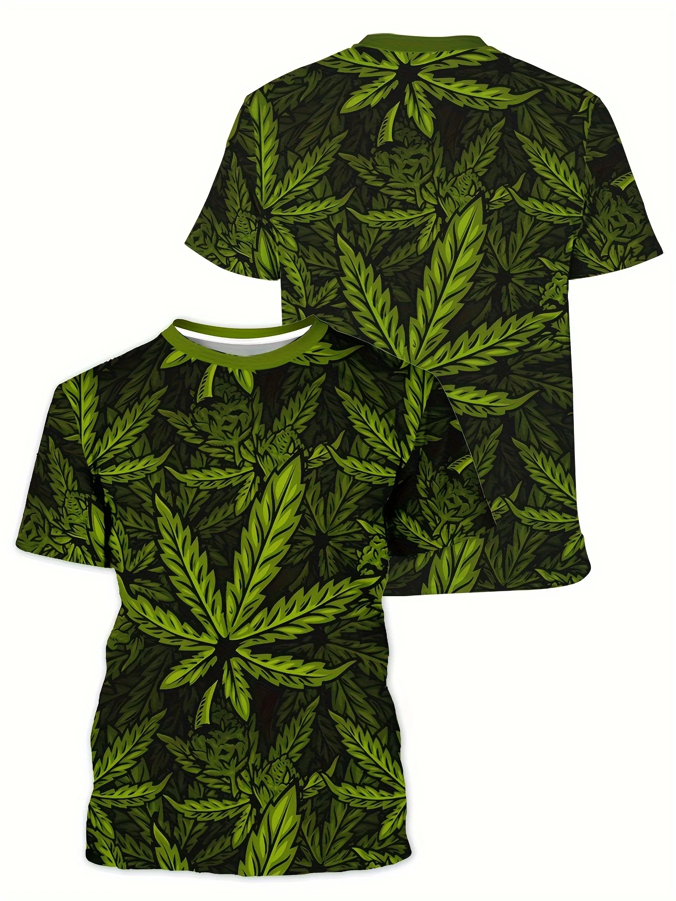 Colorufl Plants Leaf 3D Printing T-shirt For Men Round Neck Short-sleeved Tees Summer Fashion Streetwear Tops Loose T Shirt