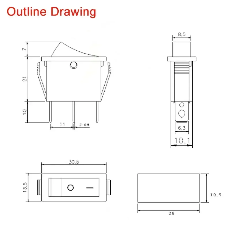 KCD3 interruttore a bilanciere ON-OFF 2/3 posizione 3 Pin apparecchiature elettriche con interruttore di alimentazione della luce 16A 250V / 20A 125VAC 35x31x14mm