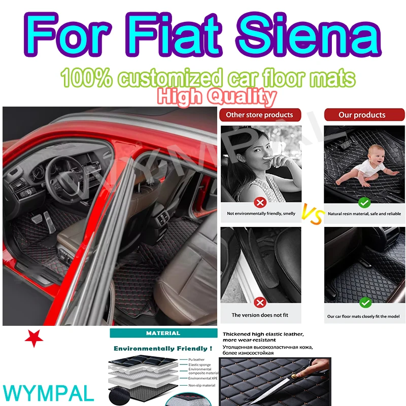 

Luxury Custom Car Floor Mats For Fiat Siena 2004 2005 2006 2007 2008 Auto Leather Men Women Car Mats Full Coverage Automotive