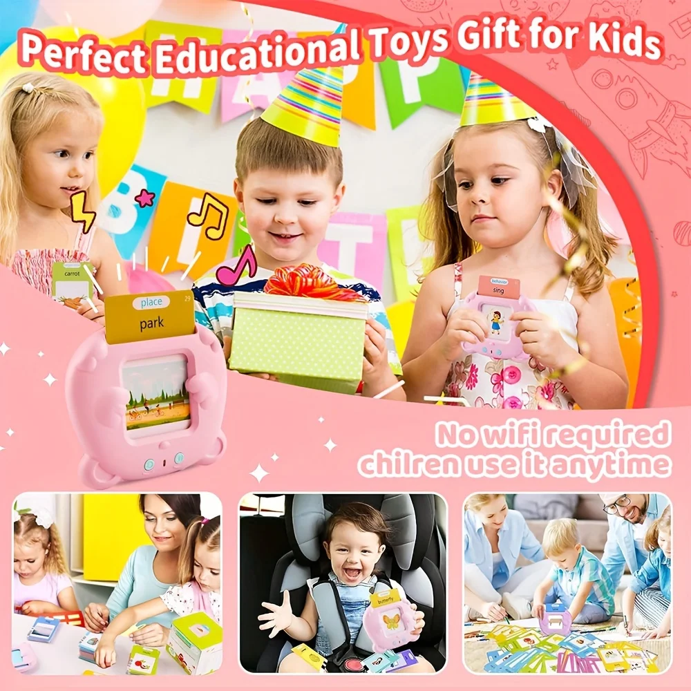 Language Study Toy, Talking Flash Cards Early Educational Speech Toys Baby Boys Girls, Children Words Reader Preschool Learning