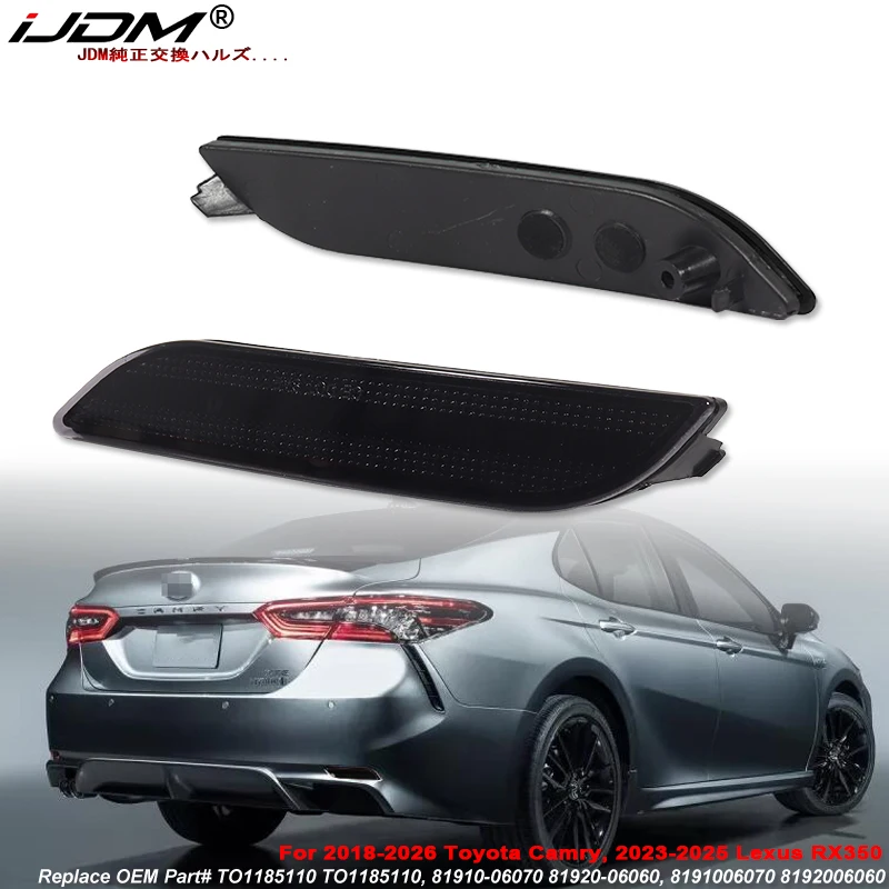 2PCS Rear Bumper Reflector Lenses For 2018-2026 Toyota Camry, 2023-2025 Lexus RX350, OE-Spec LH RH Assembly/No Bulb