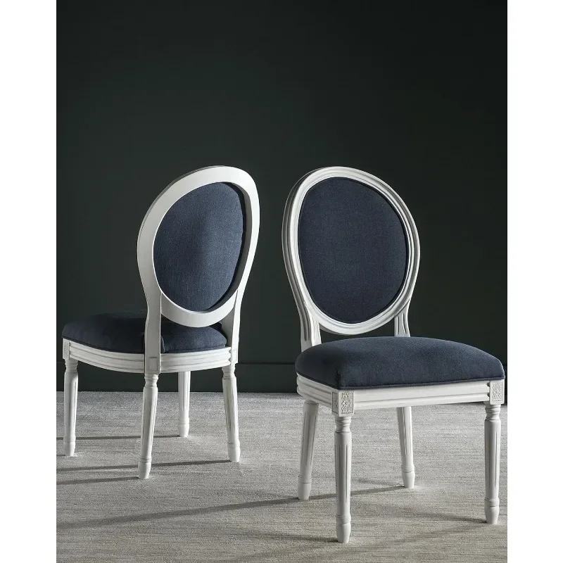 

Collection Holloway 19''H French Brasserie Linen Oval Navy and Cream Side Chair