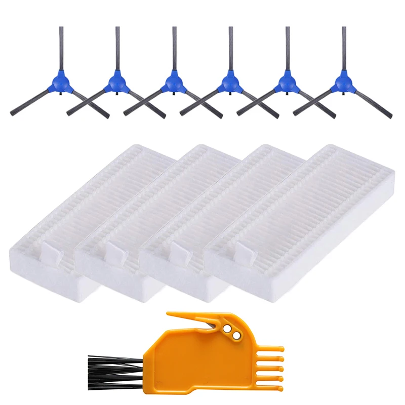 

6 Pack Side Brushes 4 Pack Filters and 1 Cleaning Brush Replacement Kit Compatible with For Coredy R300 Vacuum Cleaner