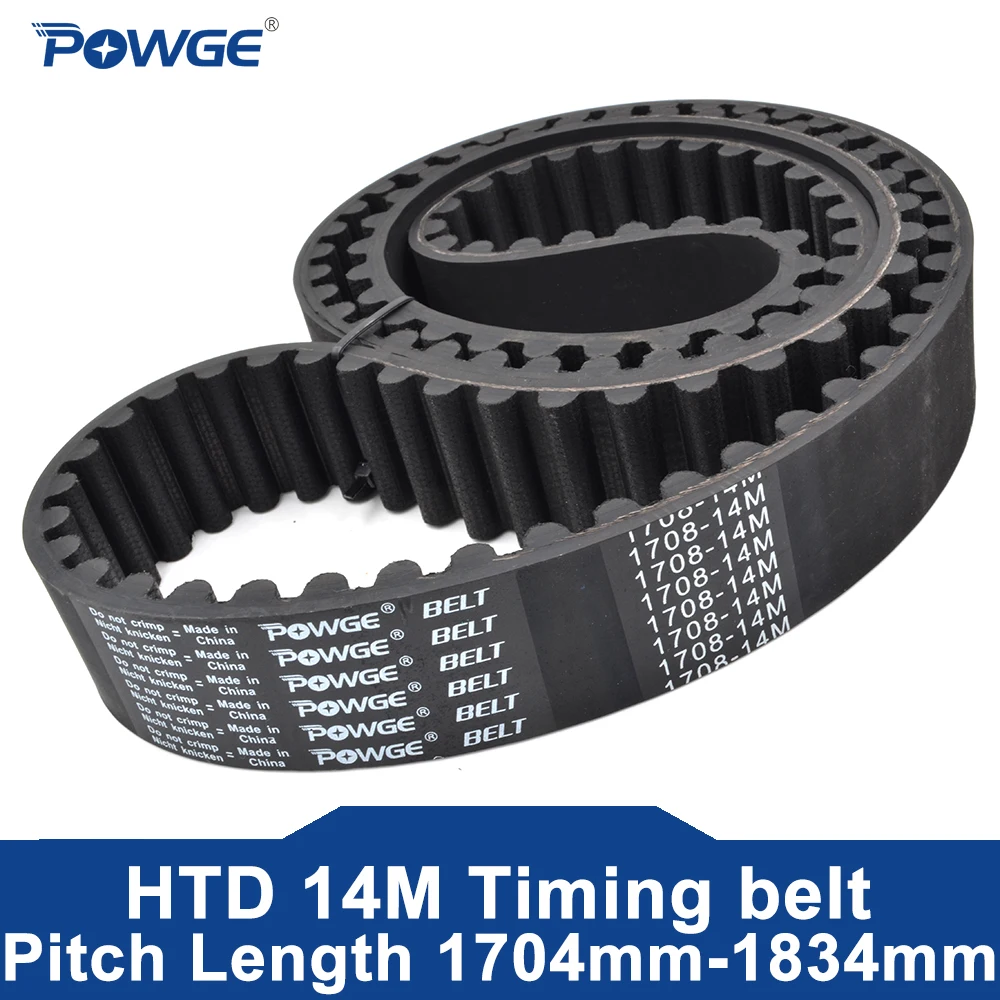 

POWGE HTD 14M Timing belt Lp=1708/1722/1736/1750/1764/1778/1792/1806/1820/1834 Width 25-85mm Rubber 1736-14M 1778-14M 1820-14M