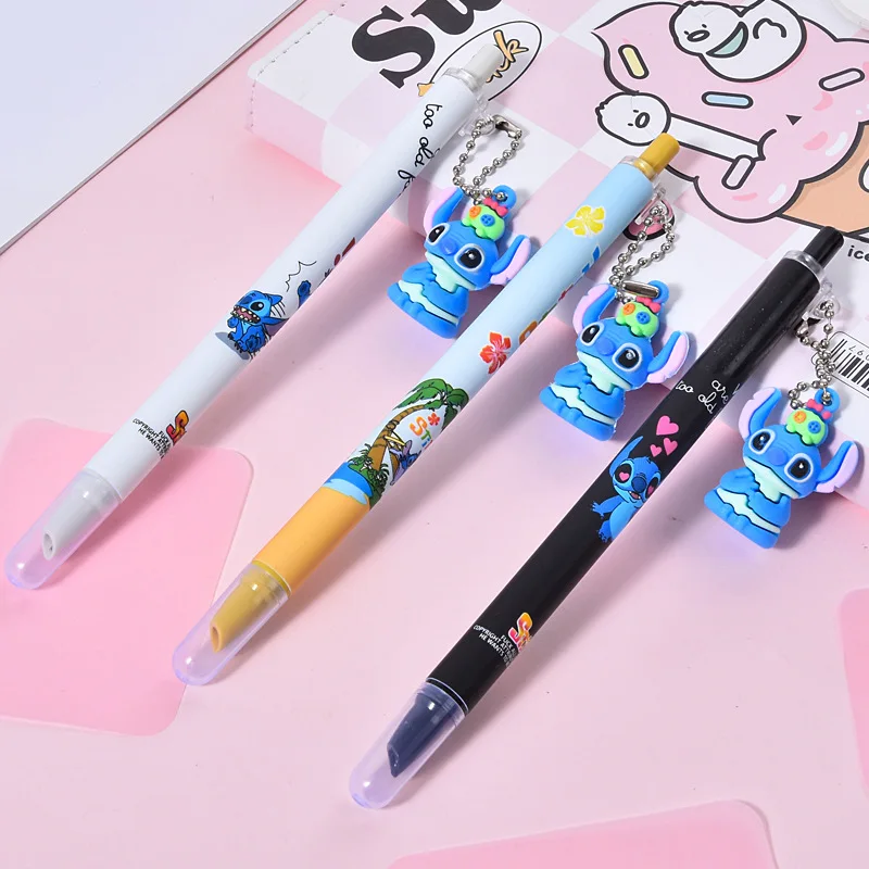 18pcs/lot Disney Stitch Pendant Gel Pens For Writing Cartoon Neutral Fountain Pen Stationery Gift Office School Supplies