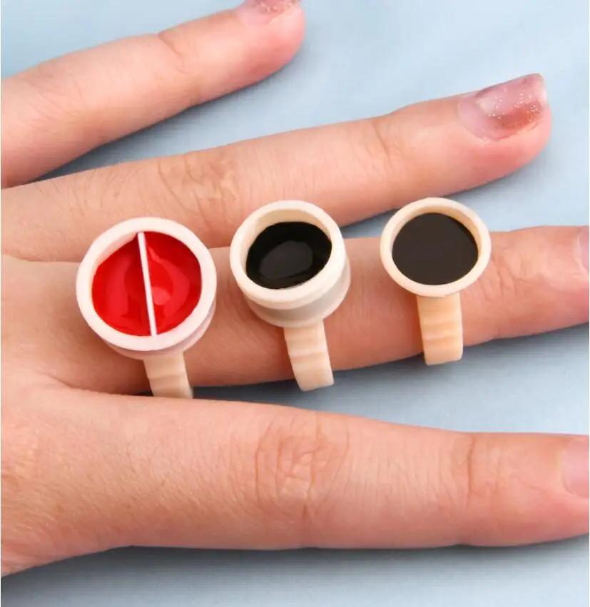 500pcs Disposable Silicone Tattoo Ink Rings Cup Permanent Makeup Pigment Holder Eyebrow Eyelash Extension Glue Divider Container