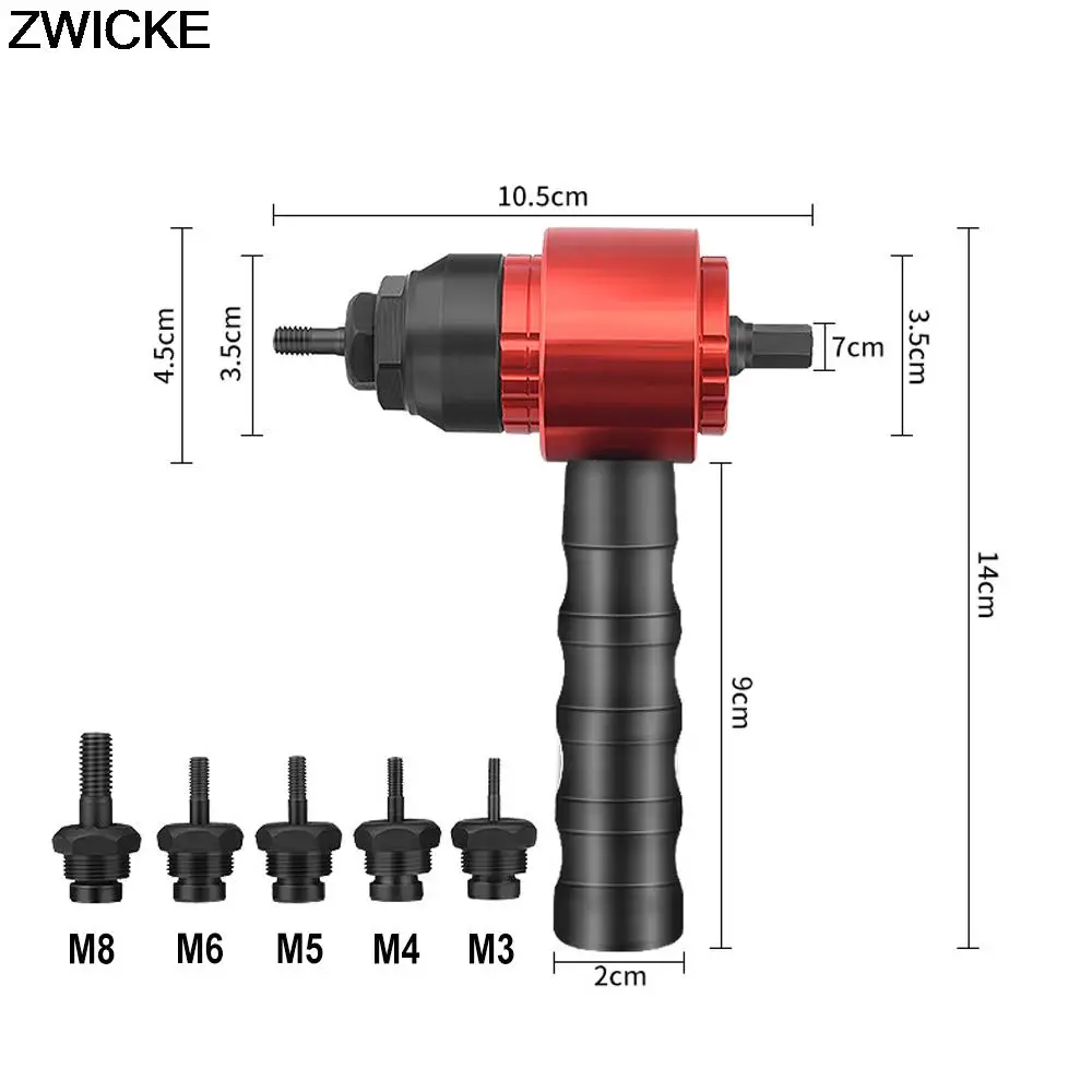 Pistola de Tuercas de remache M3 ~ M8, taladro de remache inalámbrico, adaptador eléctrico, herramienta de tuerca de inserción, se puede utilizar en modo Manual y eléctrico