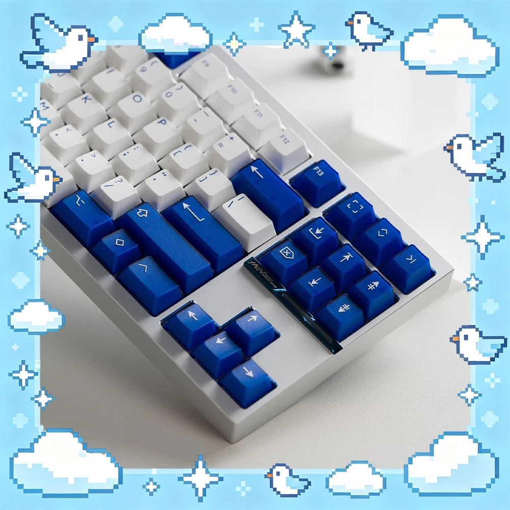 PBTfans Klein Blue R3 PC Keycaps Custom Abs Dichroism Keyboard Keycaps Semi Transparent Solid Color For PC Accessories Gifts