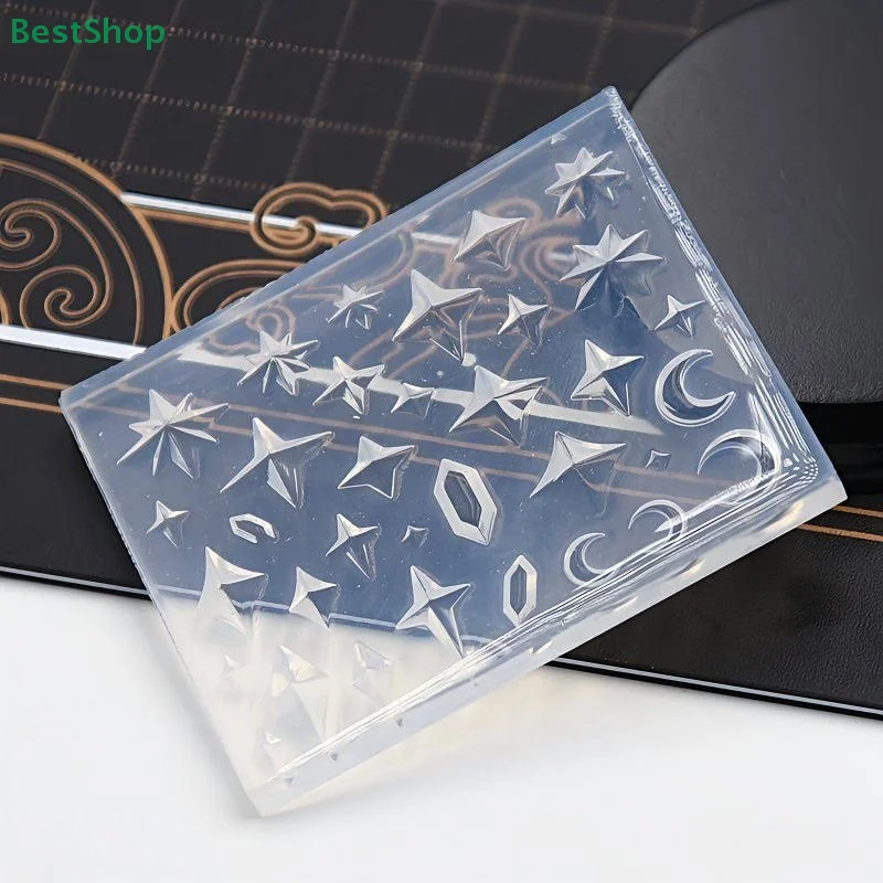 💕 3D Relief Keramik Ton Raute Diamant Form Silikon Form Stern Mond Ohrring DIY Nail art Dekor Transparente Maniküre Vorlage
