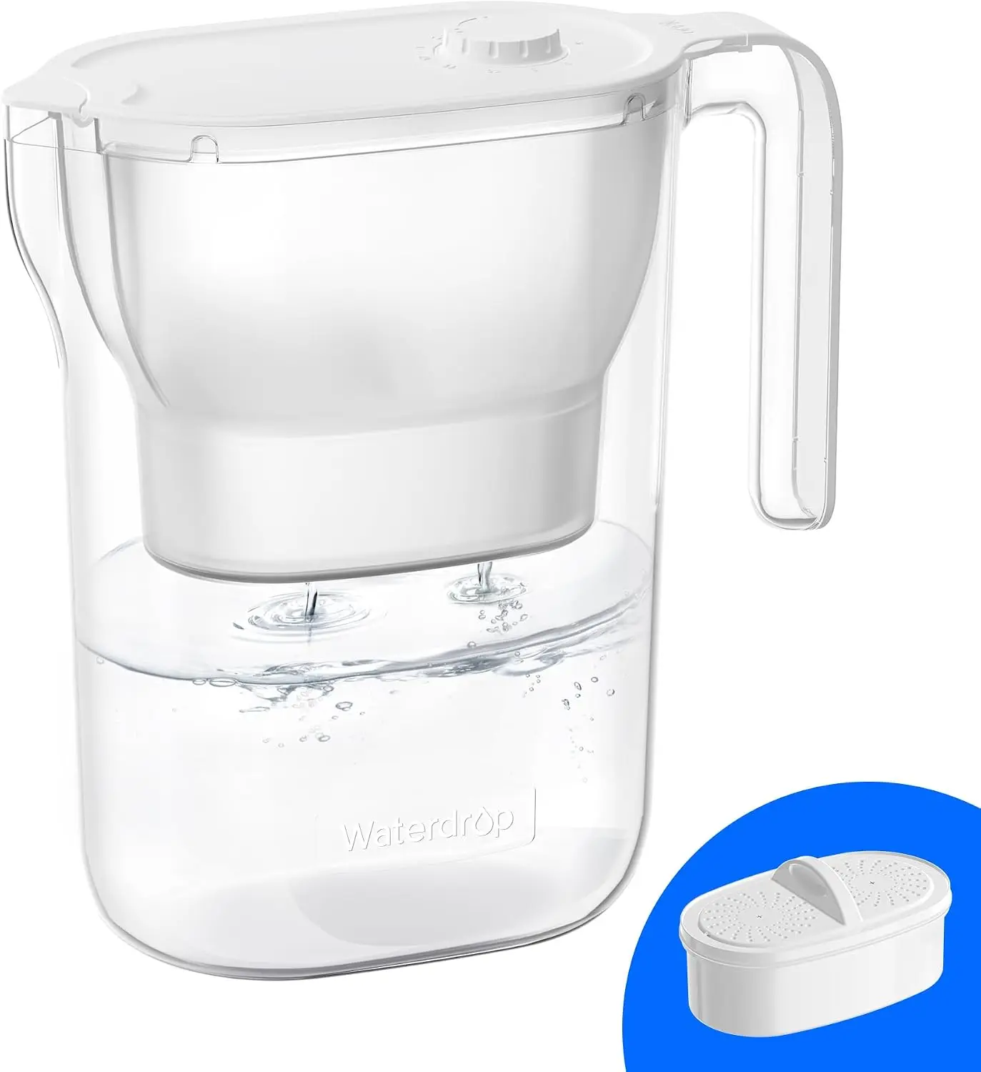 

7-Cup Water Filter Pitcher, 200-Gallon Long-Life, NSF Certified, Reduces Chlorine & PFOA/PFOS, Replaces 6,400 Plastic Bottles Yearly, White