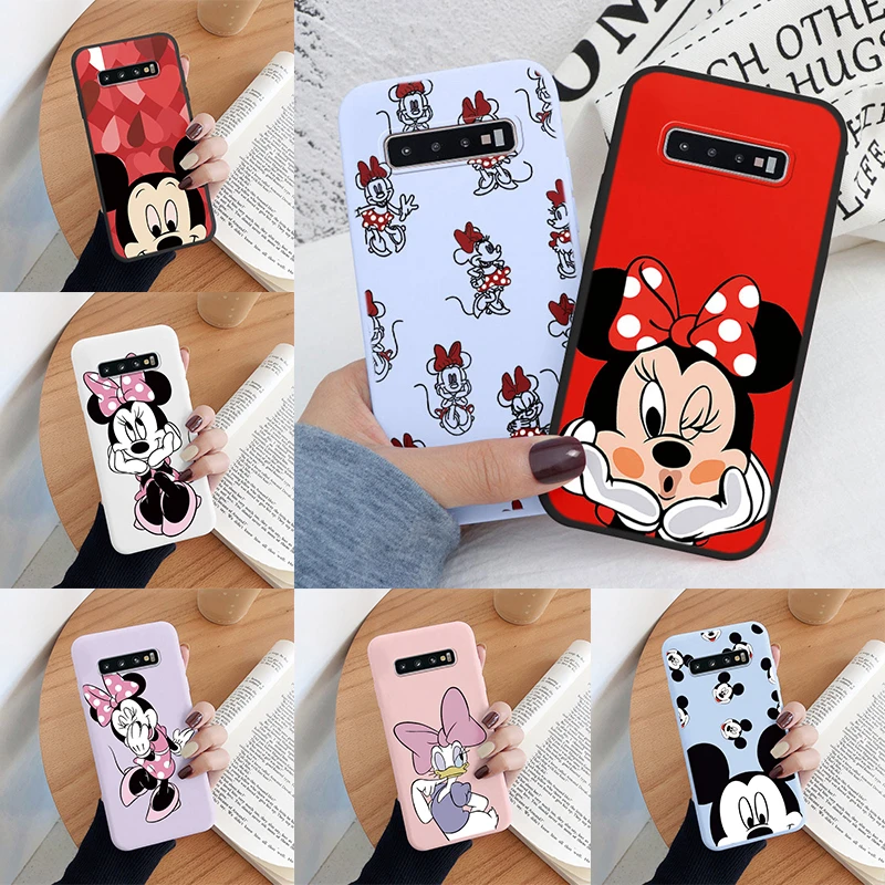 For Samsung S10 S 10 Plus S10E Phone Case Cute Pink Mickey Minnie Soft TPU Protection Shockproof Cover For Samsung Galaxy S10