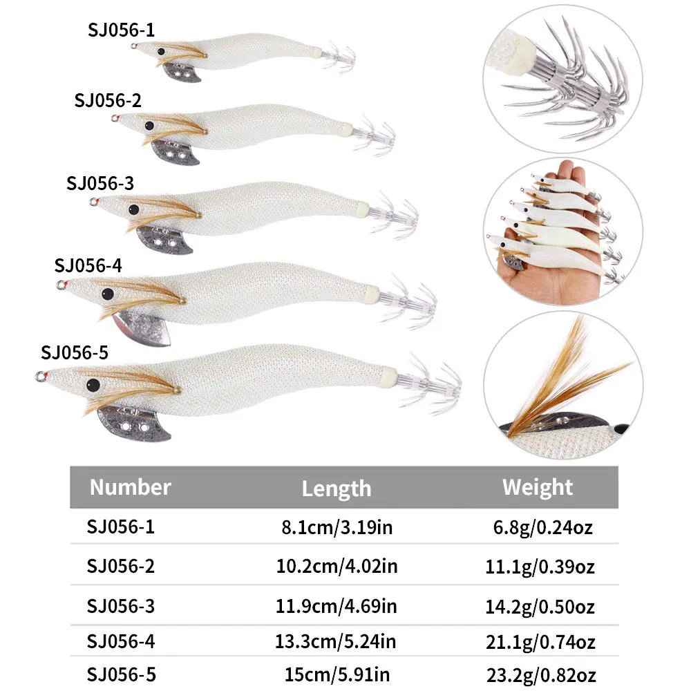 6.8 جرام-23.2 جرام مضيئة خطاف صيد السمك الخشب الروبيان إغراء الحبار الحبار الرقص إغراء سبينيربايت الخشب الروبيان ل الأخطبوط الحبار