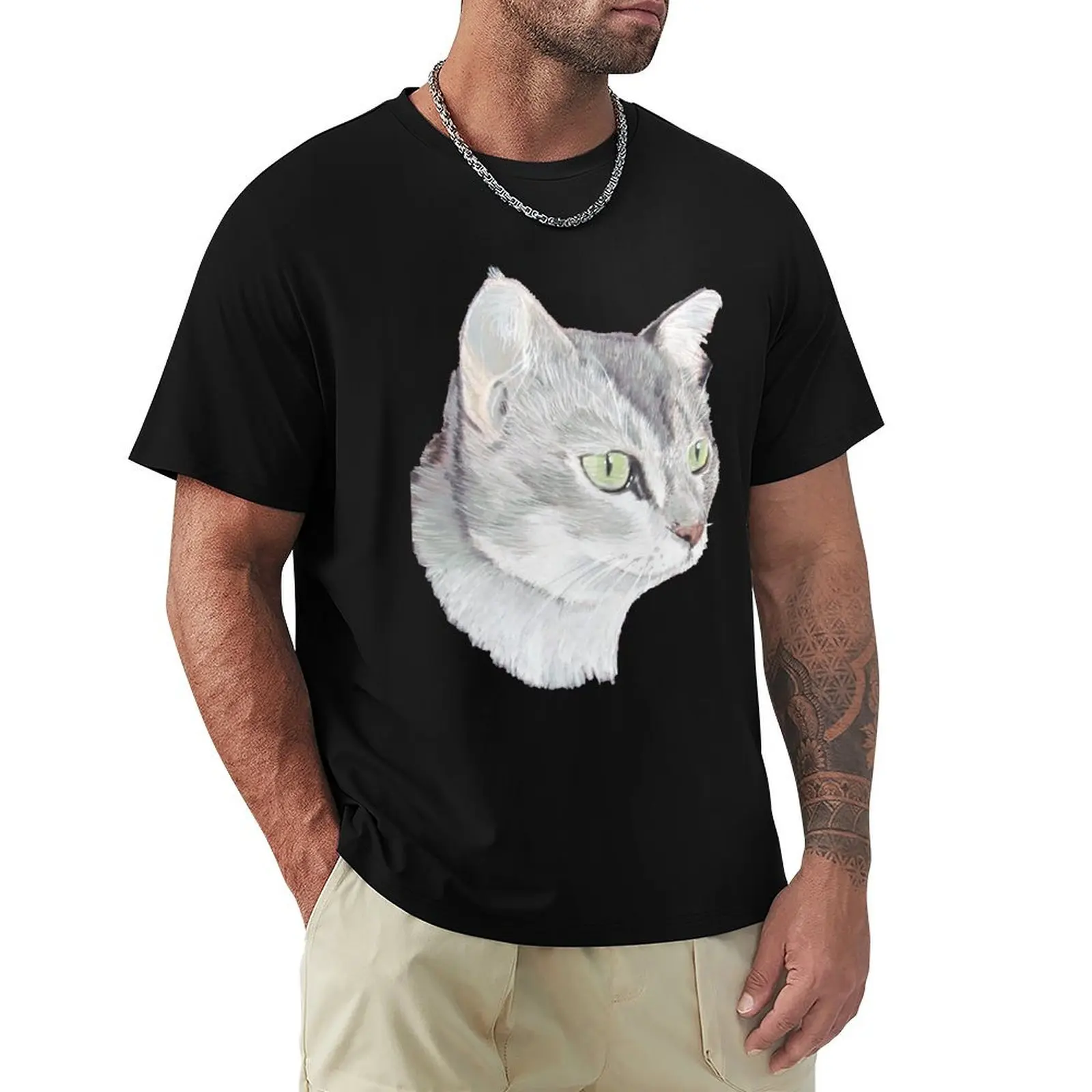 

grey cat T-Shirt Urban Casual Loose Fit Tee